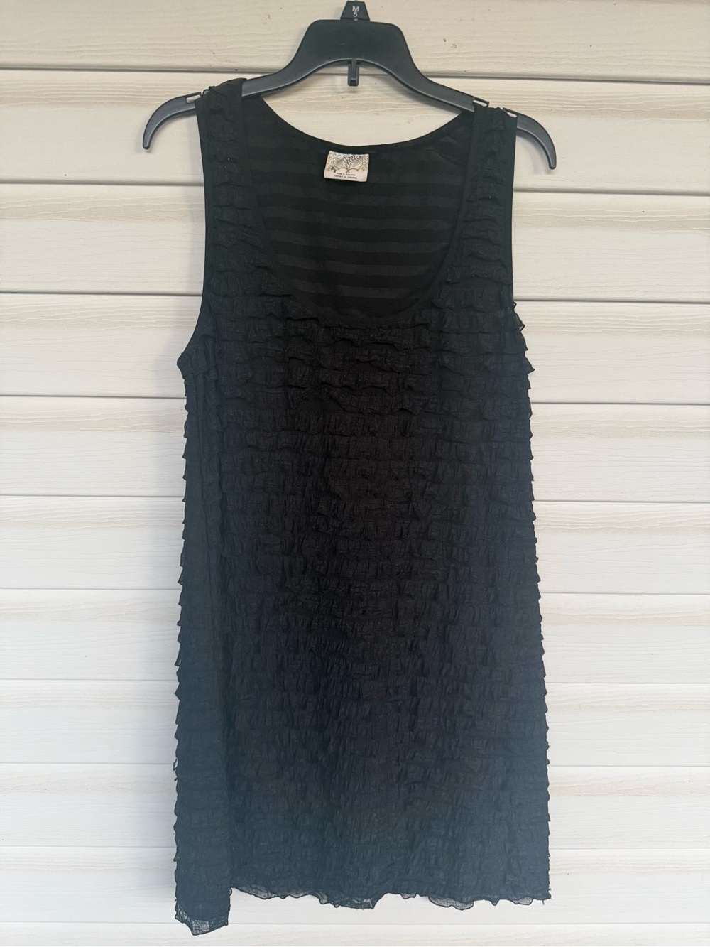 Free People Layered Textured Gauze Dress Black Boho Medium - Picture 4 of 4